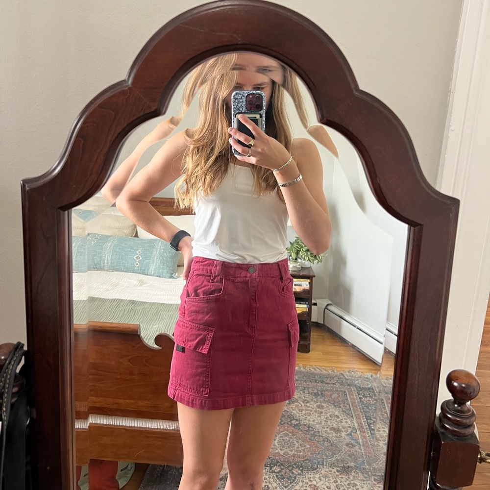 Forever 21 Red Cargo Mini Skirt